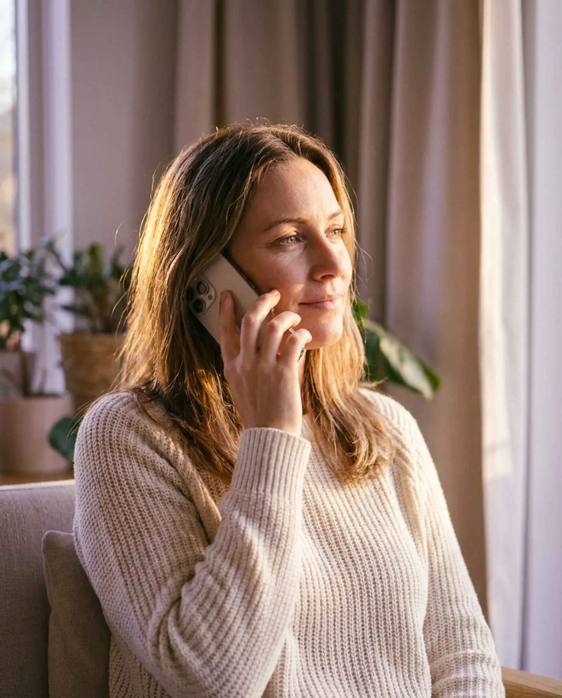 A quiet moment on the phone